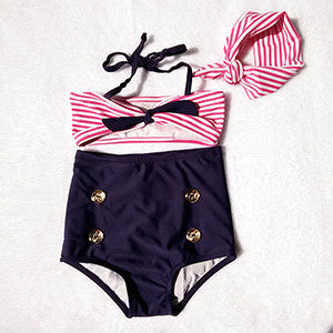 Button Striped Bottoms Beachwear