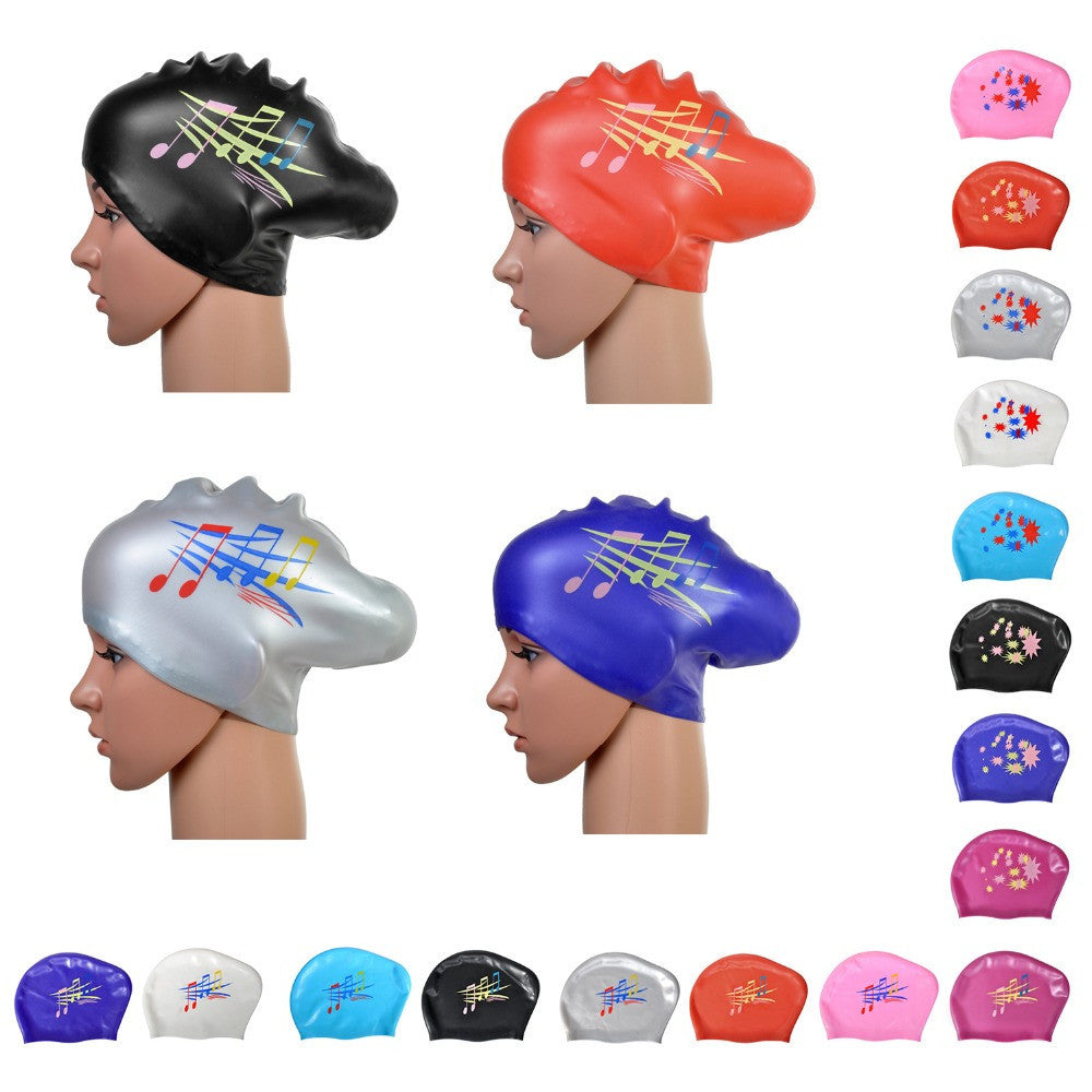 Star Printed Silicone Swim Cap