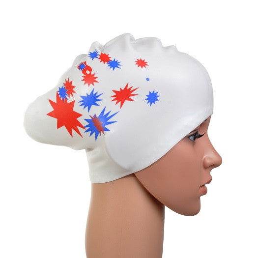 Star Printed Silicone Swim Cap