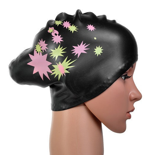 Star Printed Silicone Swim Cap