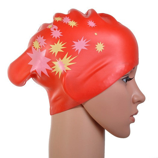 Star Printed Silicone Swim Cap