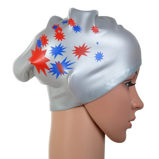 Star Printed Silicone Swim Cap