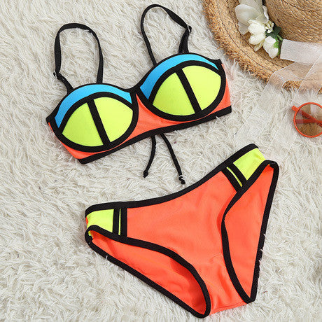 Latest Rubber Girl's Bikini Fluorescent