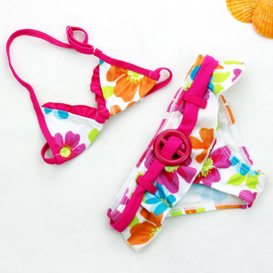 Children Flowers Pattern Bikini